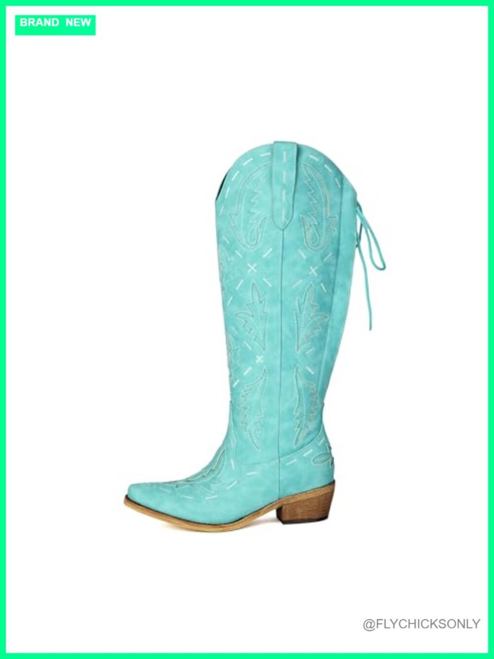 Women's Knee High Cowboy Boots Faux Leather Embroidered Western Pointed Toe